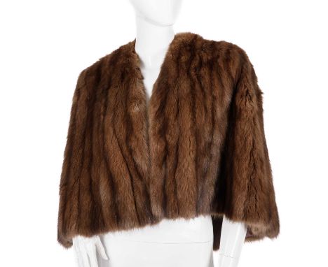 A vintage sable cape, featuring a button ribbon fastening, one size- Overall fair to good condition- Minor fur wear around th
