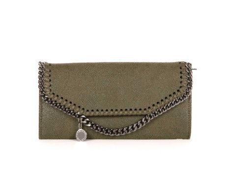 Stella McCartney, a Falabella wallet, crafted from khaki green faux leather, with polished silver-tone hardware to include ch