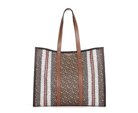 Burberry, a large TB monogram tote, crafted from the maker's new environmentally conscious e-canvas, designed with the latest