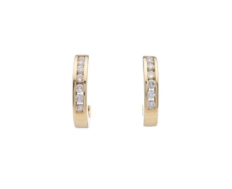 A pair of 18ct gold brilliant-cut diamond half hoop earrings, estimated total diamond weight 0.30ct, import marks for London,