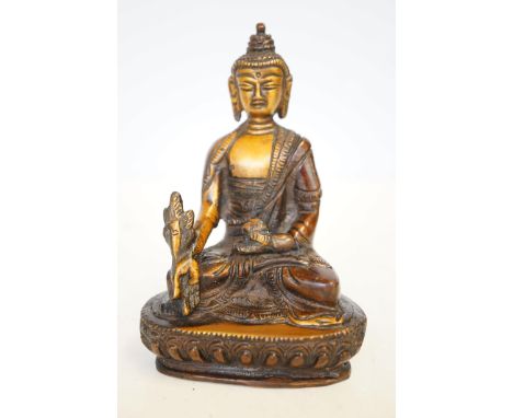 Gilt bronze buddha on lotus throne 