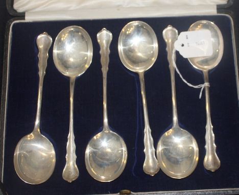 A Victorian cased Albany pattern silver teaspoon, sugar tong and sifting spoon set, by John &amp; William F Deakin, assayed S