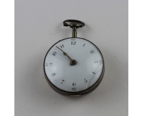 A George III D.Edmonds (Liverpool) silver fusee pocket watch, having domed white enamel Arabic numeral dial with quarterly Ar