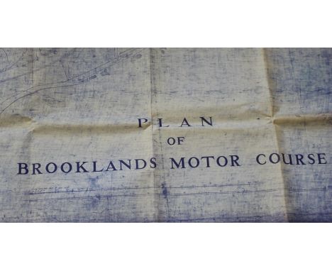 Automobilia Interest; A large original architects copy "Plan of Brooklands Motor Course", scale 104.165 feet to one inch, dra