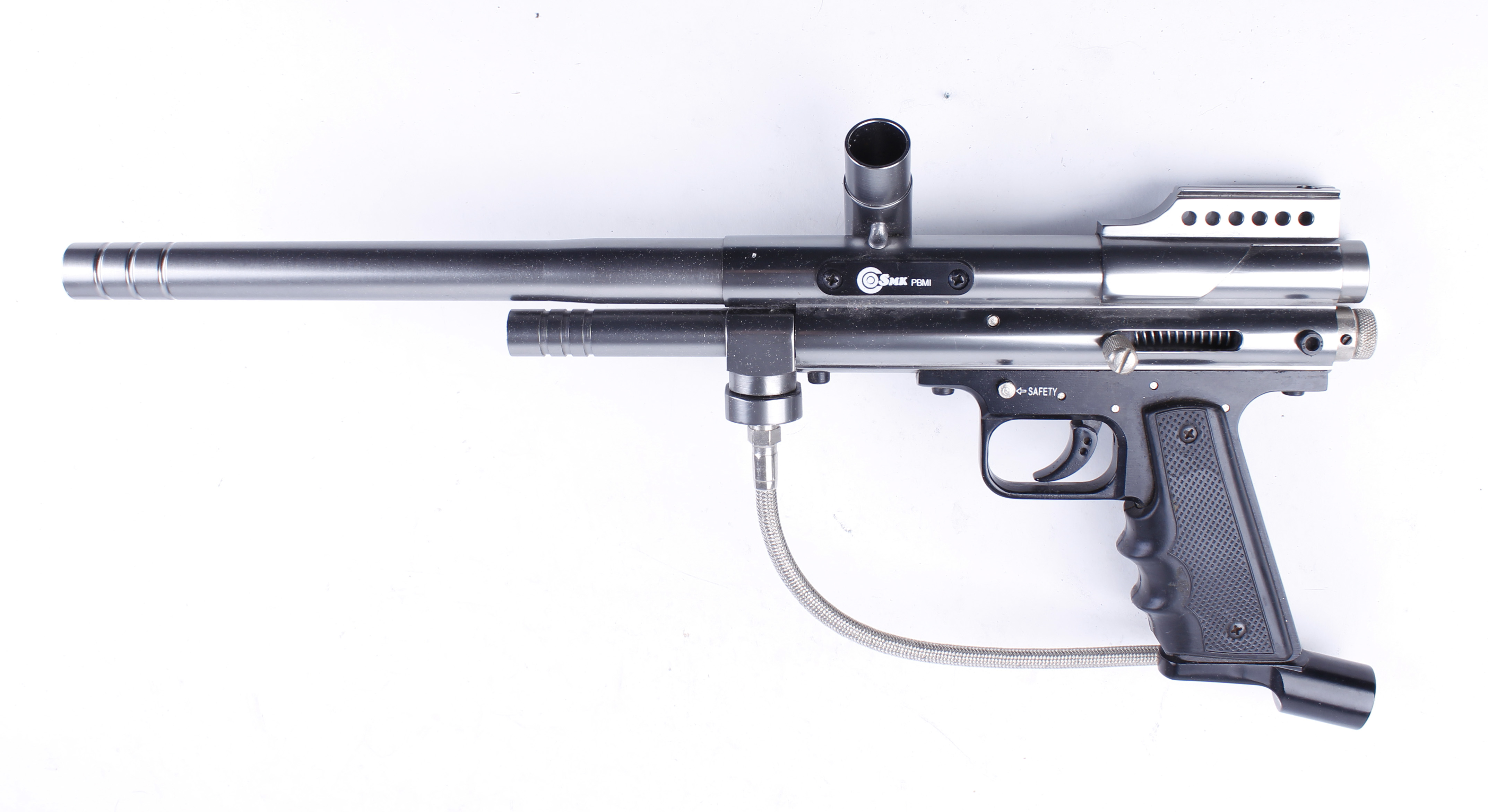 SMK PBMI Co2 repeating paintball gun, brushed gunmetal finish, with