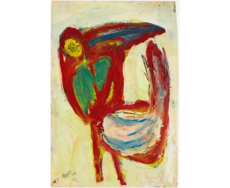 KAREL APPEL(Amsterdam 1921–2006 Zürich)Ohne Titel. 1948.Gouache auf Papier, fest auf Karton aufgezogen.Unten links signiert u