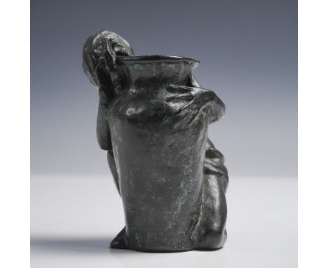 Expressive bronze sculpture by American artist Elsie Palmer Payne (1884–1971), featuring a stylized figure grasping a vessel.