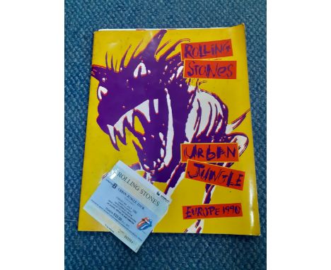 A 1990 Rolling Stones Urban Jungle Concert programme Europe 1990 together with a Wembley ticket.PorterLocation: 