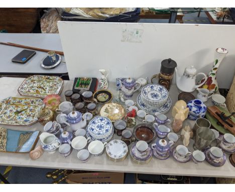 A mixed lot to include Briglin pottery coffee set, Japanese tea set, Japanese Satsuma plate and other itemsLocation: 