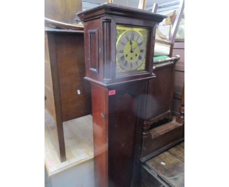 An Edwardian mahogany cased long case clock with Roman silvered chapter ring, and brass dial having three winding holes and g