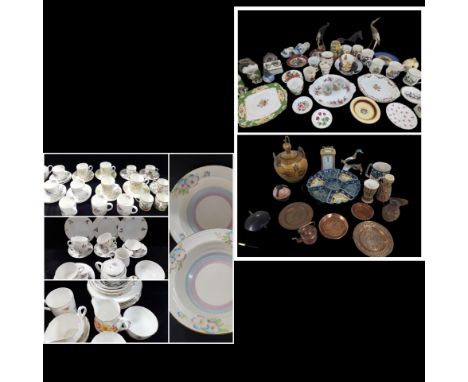 A mixed lot to include an early to mid 20th century bone china tableware to include 6 Aynsley Lawleys Regent coffee cans and 