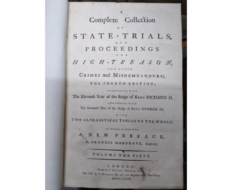 Francis Hargrave - A complete collection of State-Trials and Proceedings for High Treason and other Crimes and Misdemeanours,