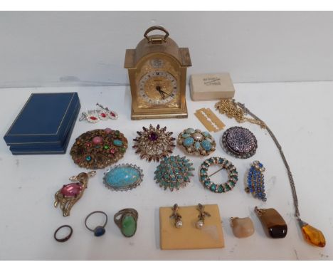 A quantity of mainly mid 20th Century costume jewellery to include paste stones and a Millie Fleurie brooch together with a s