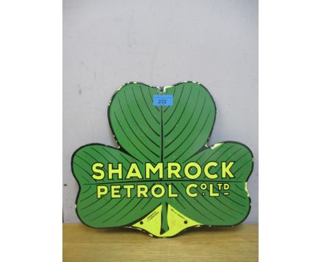 A Shamrock Petrol Co Ltd enamel advertising sign, 30cm x 35cmLocation: 