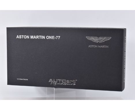 A BOXED AUTOART SIGNATURE MODEL ASTON MARTIN ONE-77, 1:18 scale, numbered 70241, in black pearl, appears in new condition  in