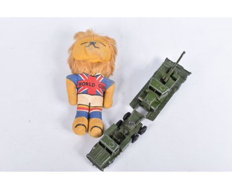 A 1966 WORLD CUP WILLIE SOFT TOY FIGURE, appears complete and in fairly good condition with only minor fading, fur loss and w