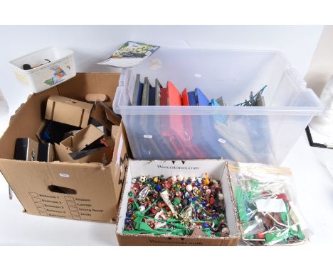 A BOX OF LOOSE TECH DECK SKATEBOARDS, PARTS AND RAMPS AND A COLLECTION OF SUBBUTEO AND ACCESSORIES, quantity of Tony Hawk ska