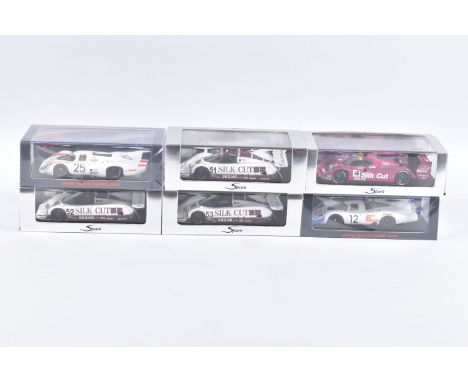 SIX BOXED SPARK MODELS MINIMAX VEHICLES, the first is a Jaguar XJR6 no.52 LM 1986, B. Redman - H. Heyer - H. Haywood, numbere