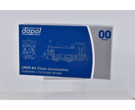 A BOXED DAPOL OO GAUGE LSWR B4 CLASS LOCOMOTIVE, 0-4-0T Guernsey Dark Green lined, item no. 4S-018-007, appears in new condit