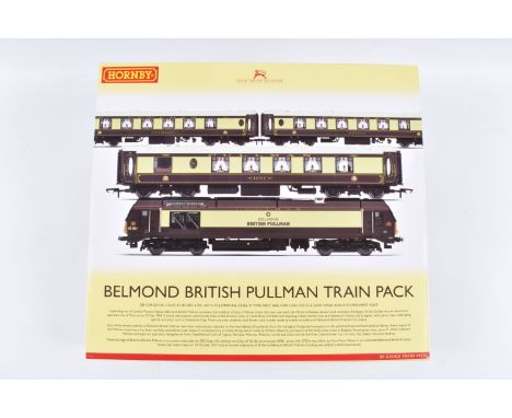 A BOXED HORNBY MODEL RAILWAY BELMOND BRITISH PULLMAN TRAIN PACK, OO Gauge, Class 67, in Pullman Livery with three pullman coa