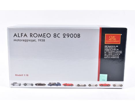 A BOXED CMC ALFA ROMEO 8C 2900B MOTORAGGREGAT 1938 1:18 SCALE MODEL, numbered M-131, appears in new condition, displayed in a