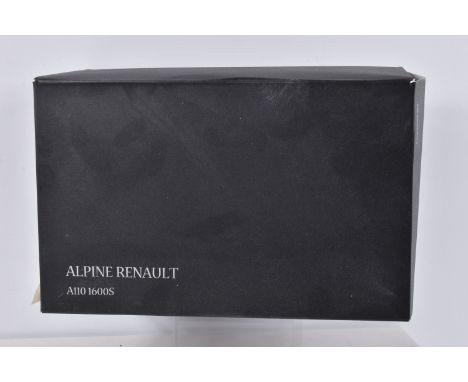 A BOXED KYOSHO ALPINE RENAULT A110 1600S 1:18 SCALE MODEL, numbered 08484Y, in yellow, appears brand new with light dust on t