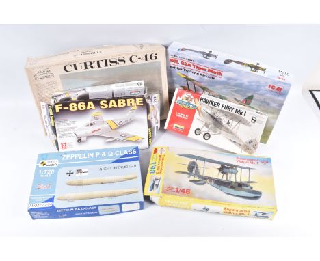 SIX UNBUILT BOXED MODEL AIRCRAFT KITS, to include a SMER Supermarine Walrus Mk,2, kit no. OTK 101, includes opened and unopen