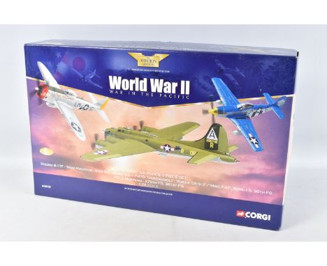 A BOXED LIMITED EDITION CORGI AVIATION ARCHIVE MODEL MILITARY AIRCRAFT 3 PIECE SET, 1:72 scale to include a Boeing B-17F wing
