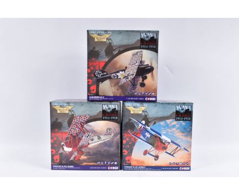 THREE BOXED LIMITED EDITION CORGI AVIATION ARCHIVE WWI 1914-1918 1:48 SCALE DIECAST MODEL AIRCRAFTS, the first is a Albatross