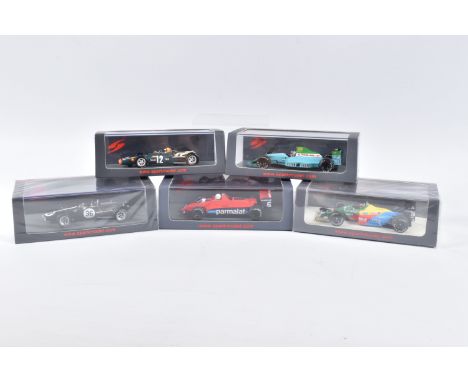 FIVE BOXED SPARK MODELS MINIMAX VEHICLES, to include an Ivan Capelli March Leyton Houdr CG901 2nd French GP 1990, numbered S2