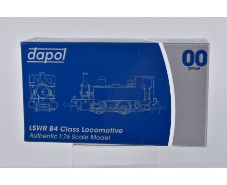 A BOXED DAPOL OO GAUGE LSWR B4 CLASS LOCOMOTIVE,  0-4-0T, Sussex Yellow, item no. 4S-018-010, appears in new condition with o
