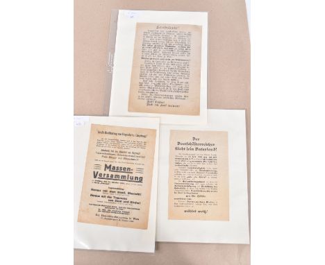 THREE POST WWI PROPAGANDA LEAFLETS FROM THE AUSTRIAN PROVINCE OF KARNTEN, these leaflets are from 1919 to 1921 and the first 