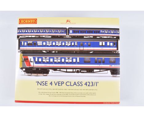 A BOXED HORNBY MODEL RAILWAY OO GAUGE CLASS 423 VEP FOUR-CAR TRAIN PACK, EMU in Network SouthEast Livery, NSP 4VEP Class 423 