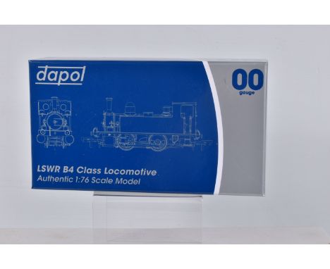 A BOXED DAPOL OO GAUGE LSWR B4 CLASS LOCOMOTIVE,  0-4-0T, CAEN brown 90, item no. 4S-018-002, appears in new condition with o