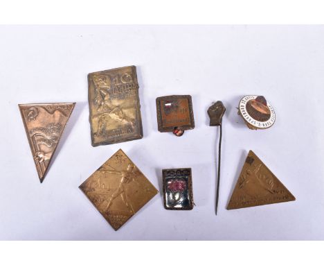 EIGHT 1920S TO 1930S AUSTRIAN CHRISTIAN SOCIALIST BADGES, the first is a stick pin featuring a clenched fist, the second badg
