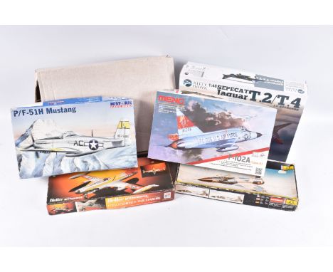 SIX  UNBUILT BOXED MODEL KITS, to include a Historic PF-51H Mustang, 1:48 scale, kit no. 48-005, includes instructions, stick