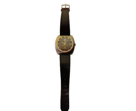 Longines. A gentleman’s vintage stainless steel ‘Ultronic’ wristwatch, the blue dial with date aperture and stainless baton i