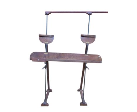 An unusual adjustable mahogany and steel framed display easel in the Georgian style, 178 x 138 cm