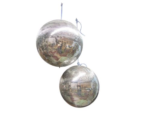 Two vintage disco ceiling hanging mirror balls (2) 