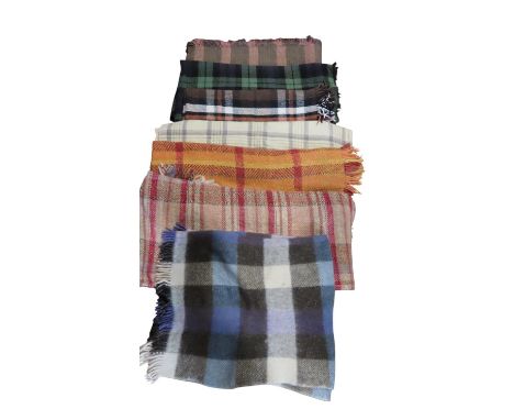 Six vintage woollen blankets or throws, various sizes, colours and patterns