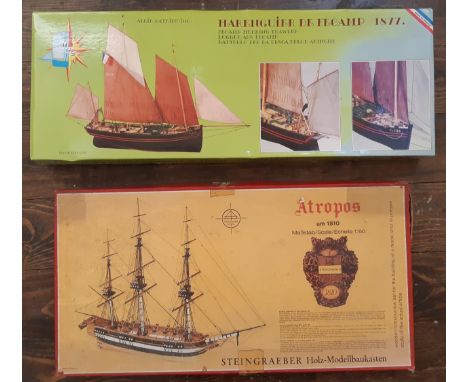 Two historical model boat kits comprising a Corvette Atropos 1:60 scale and Fe Camp Herring Trawler 1877. Both unchecked and 
