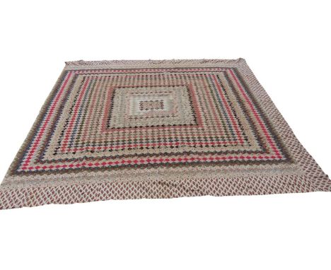 A large Victorian diamond patchwork quilt, 275 cm x 245 cm