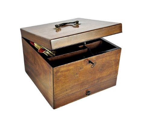 A 19th century mahogany box with five irregular divisions, together with an embroidered purse, a Community Award Medal, a vin