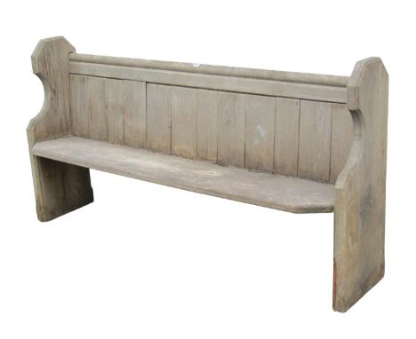 A Victorian pine church pew with shaped ends 170L 