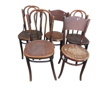 Five vintage Bentwood cafe chairs 