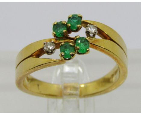 Vintage 18ct emerald and diamond ring, maker Alan Martin Gard, London 1979, size P/Q, 6.4g
