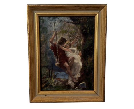 After Pierre Auguste Cot (1837-1883) - 'Springtime', photogravure print hand-embellished in oil and mounted on board, late 19