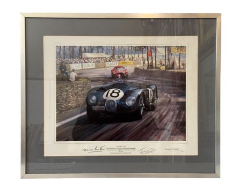 Michael Turner (b.1934) - 'Le Mans - 1953' limited edition print signed by the artist, Tony Rolt and Duncan Hamilton (580/850
