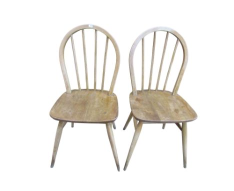 Two light Ercol Windsor hoop back kitchen chairs 