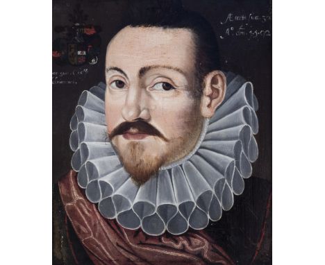 Full title: Flemish school: A portrait of Hans Behaghel, oil on panel, 16th/17th C.Description: Work: 22 x 19 cm  Frame: 30,7